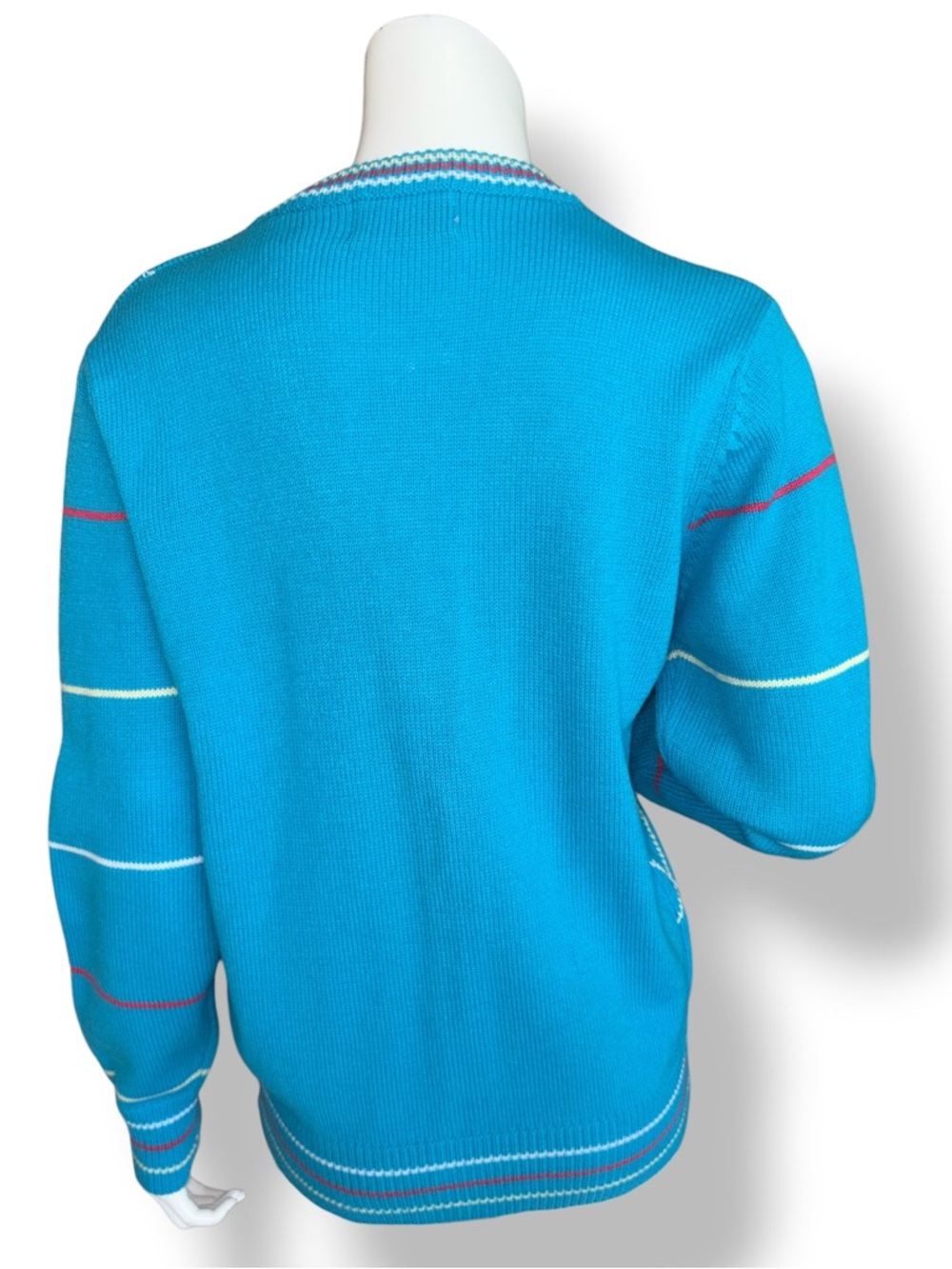 Aurea Bright Teal Argyle Button-Front Cardigan. Women’s Size Medium - Picture 2 of 7